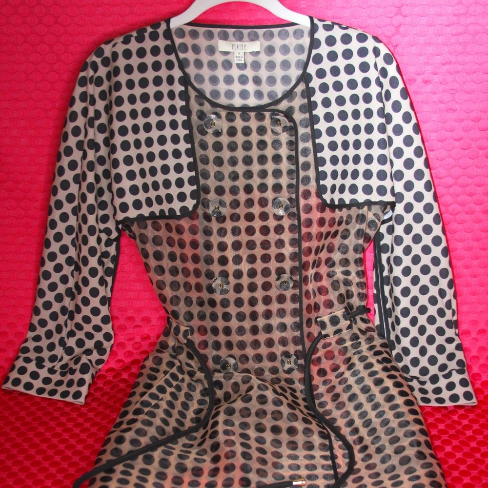 FINITY Sheer Polka Dot Short Trench Coat Size 8
